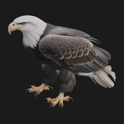 Bald Eagle Bird Statue Design 2 3D Print Model