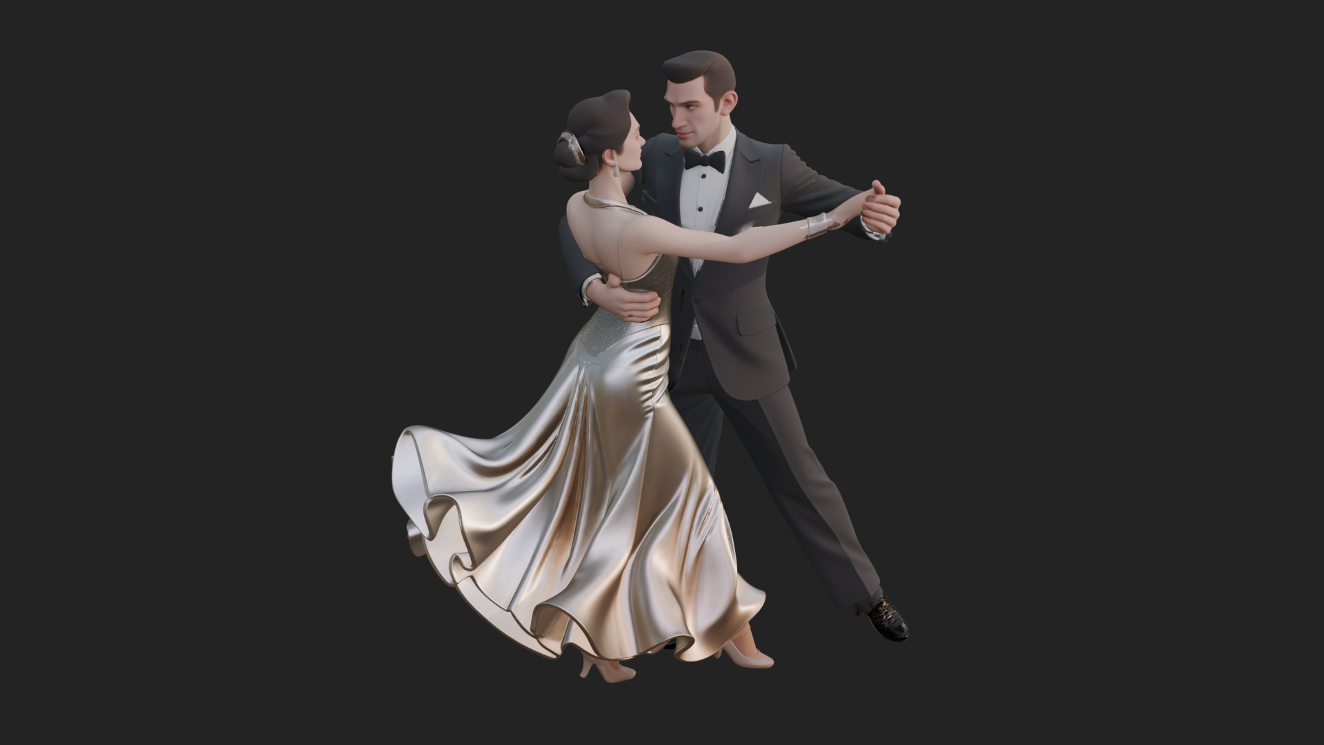 Ballroom Dancing Couple Statue Design 1 3D Print Model 3D Model