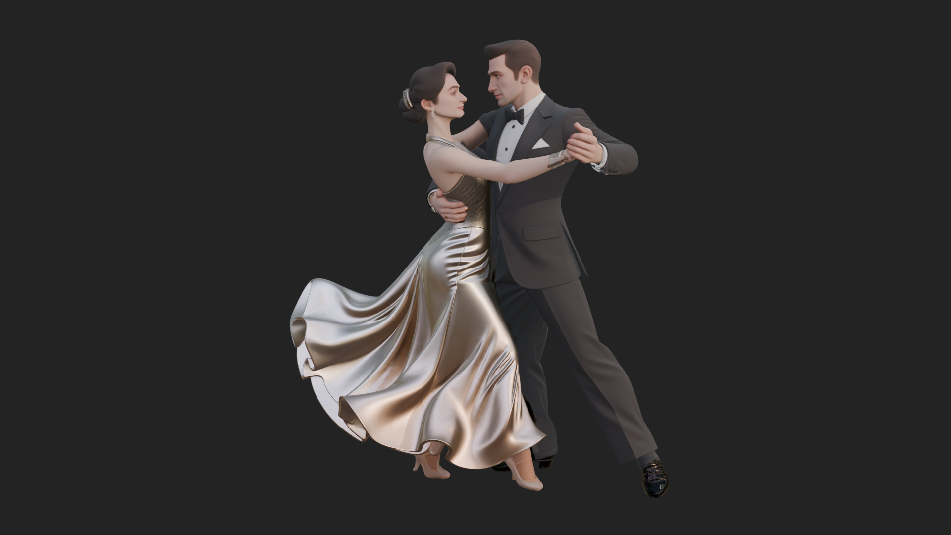 Ballroom Dancing Couple Statue Design 1 3D Print Model 3D Model