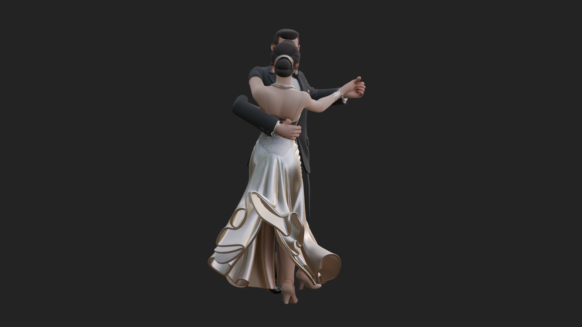 Ballroom Dancing Couple Statue Design 1 3D Print Model 3D Model