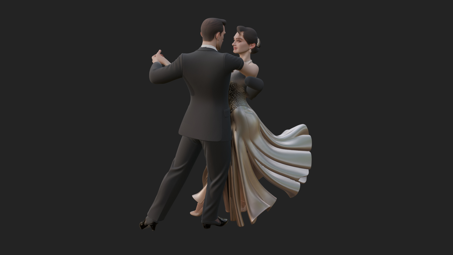 Ballroom Dancing Couple Statue Design 1 3D Print Model 3D Model