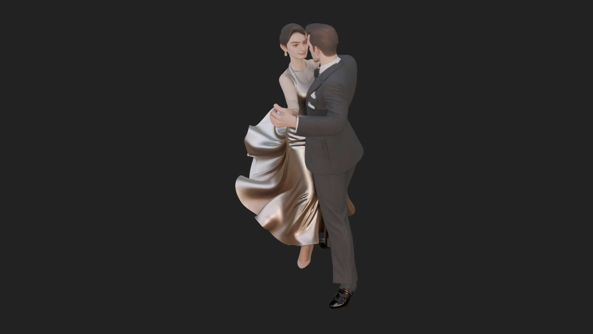 Ballroom Dancing Couple Statue Design 1 3D Print Model 3D Model