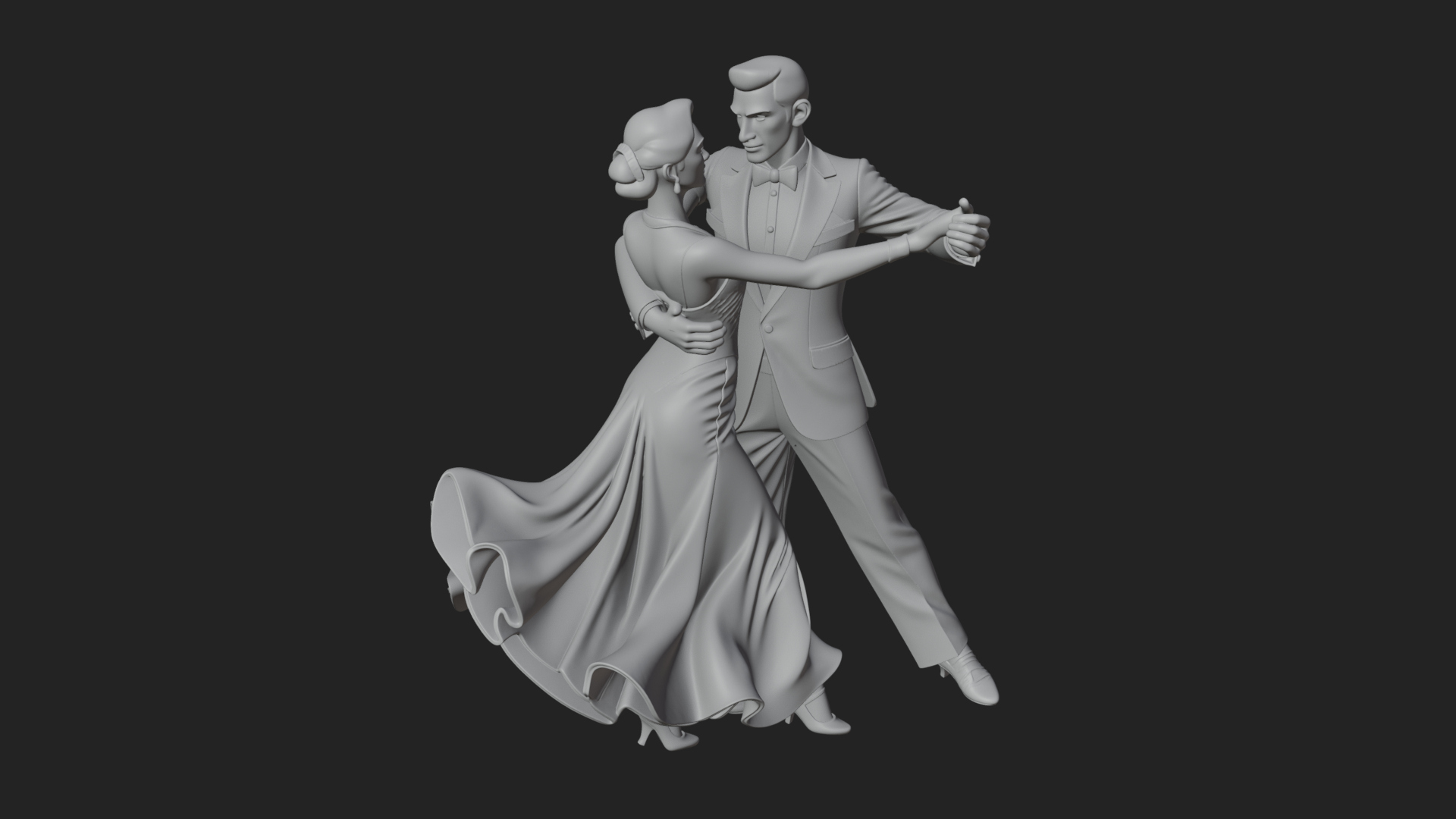 Ballroom Dancing Couple Statue Design 1 3D Print Model 3D Model