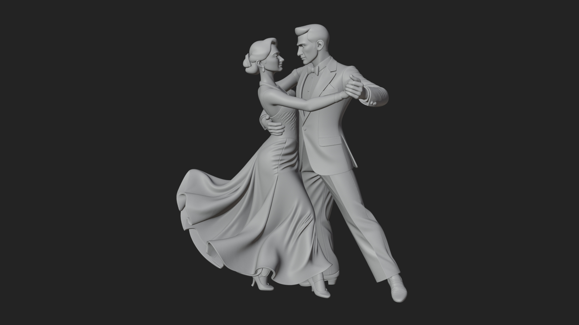 Ballroom Dancing Couple Statue Design 1 3D Print Model 3D Model