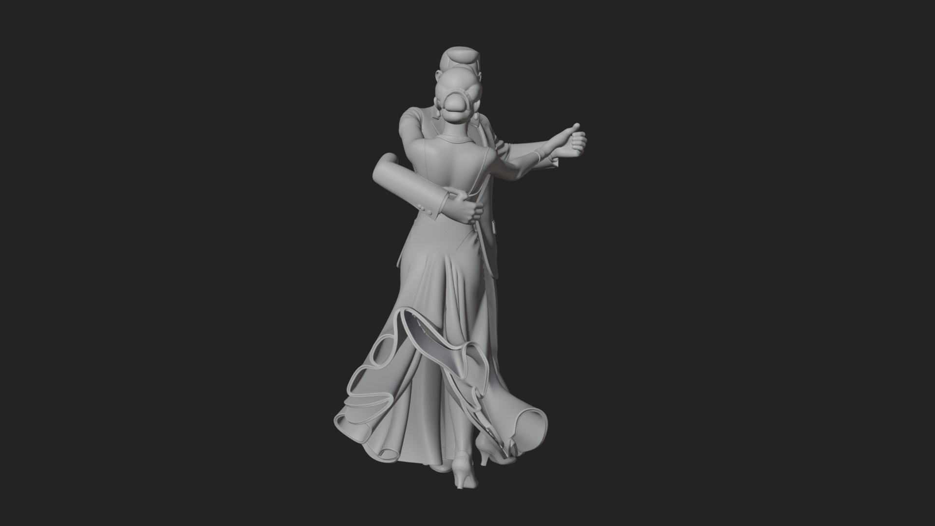 Ballroom Dancing Couple Statue Design 1 3D Print Model 3D Model