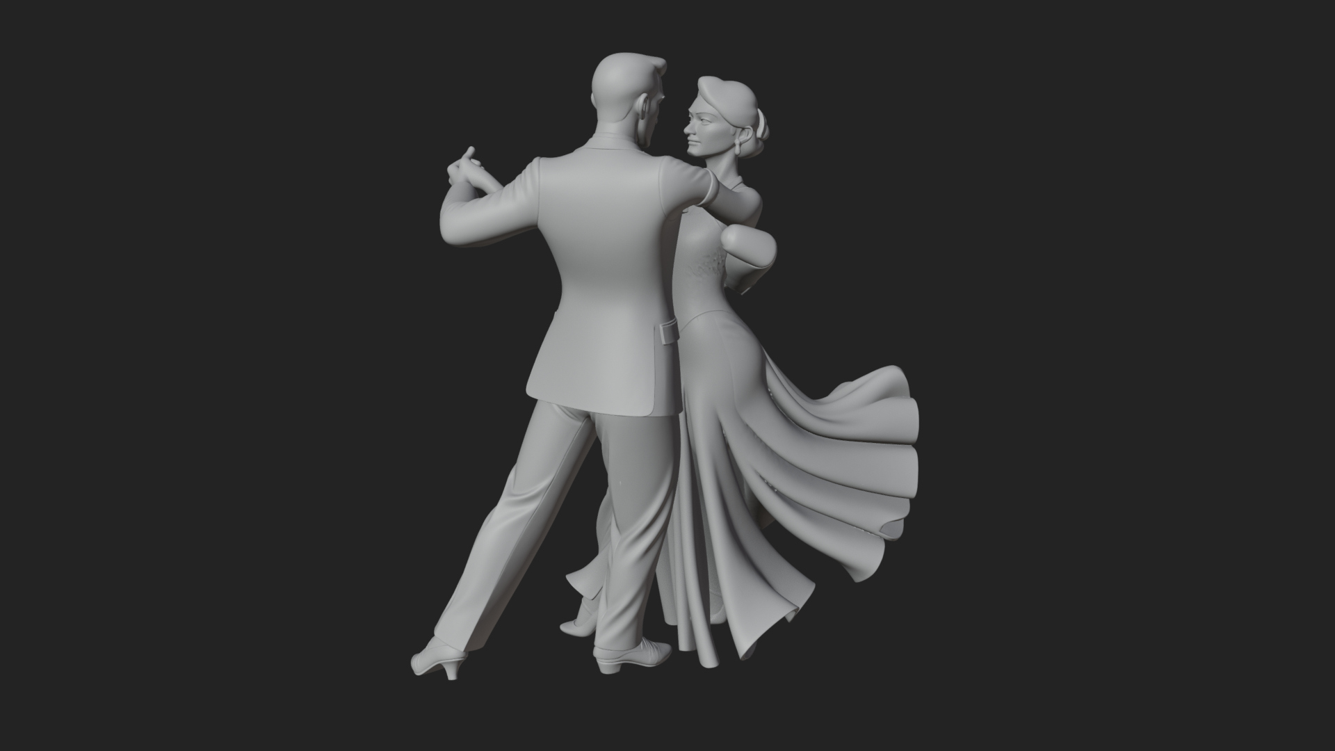 Ballroom Dancing Couple Statue Design 1 3D Print Model 3D Model