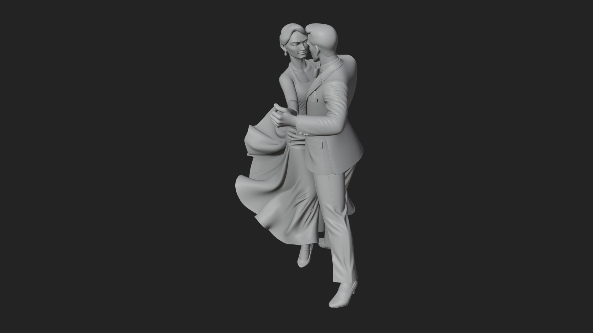Ballroom Dancing Couple Statue Design 1 3D Print Model 3D Model