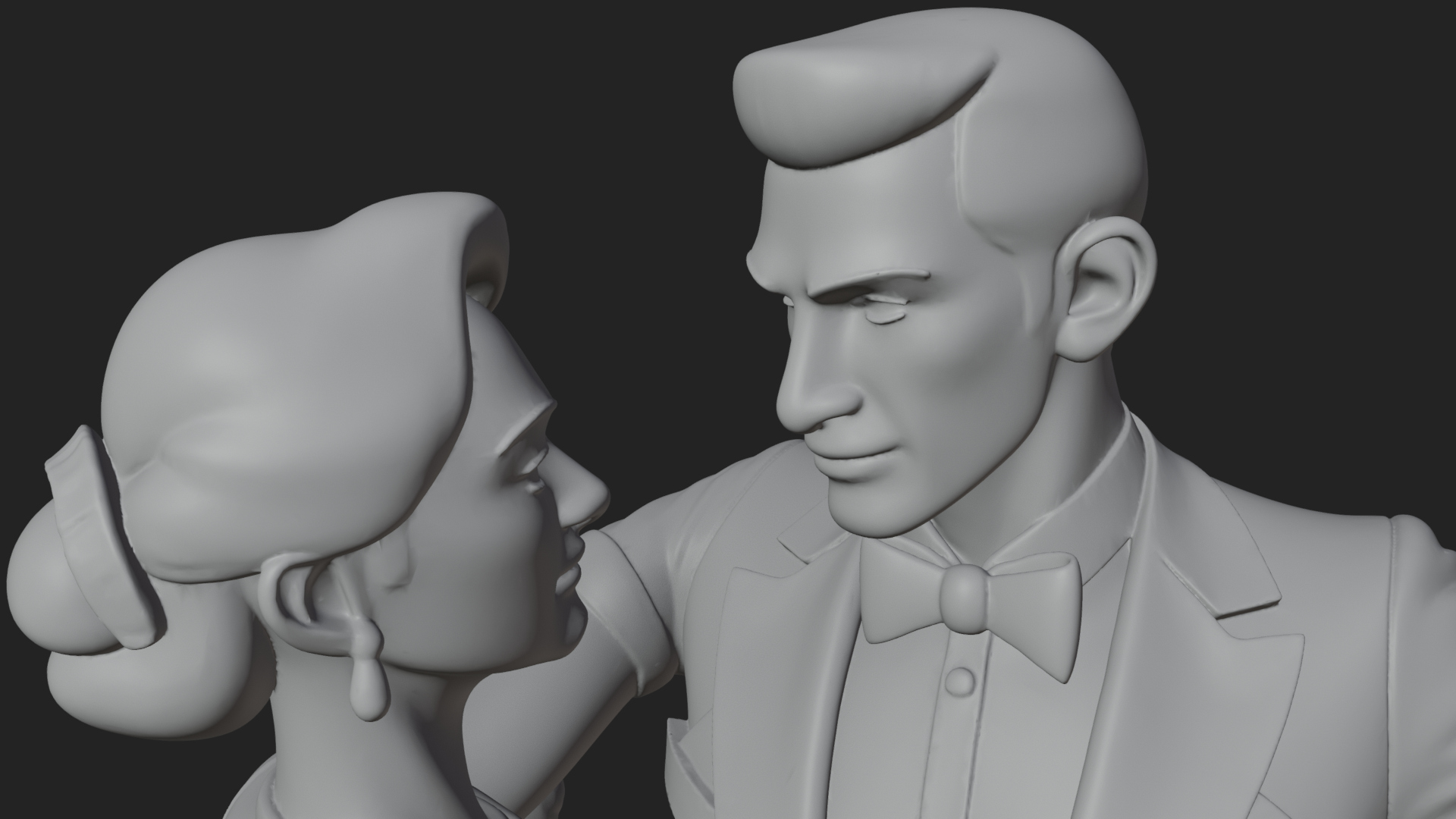 Ballroom Dancing Couple Statue Design 1 3D Print Model 3D Model