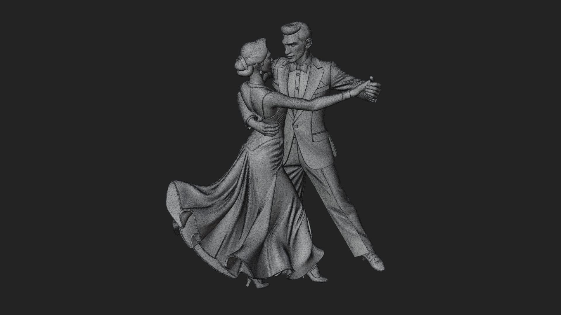 Ballroom Dancing Couple Statue Design 1 3D Print Model 3D Model