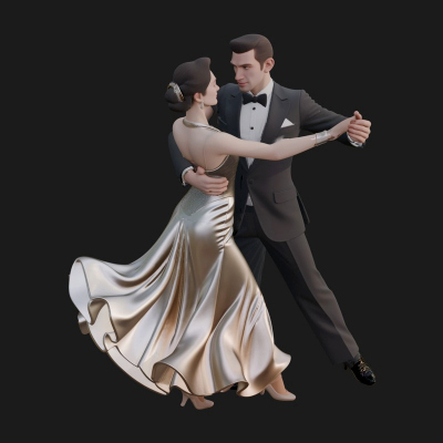 Ballroom Dancing Couple Statue Design 1 3D Print Model