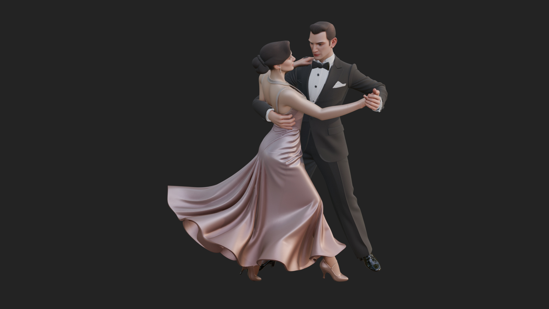 Ballroom Dancing Couple Statue Design 2 3D Print Model 3D Model