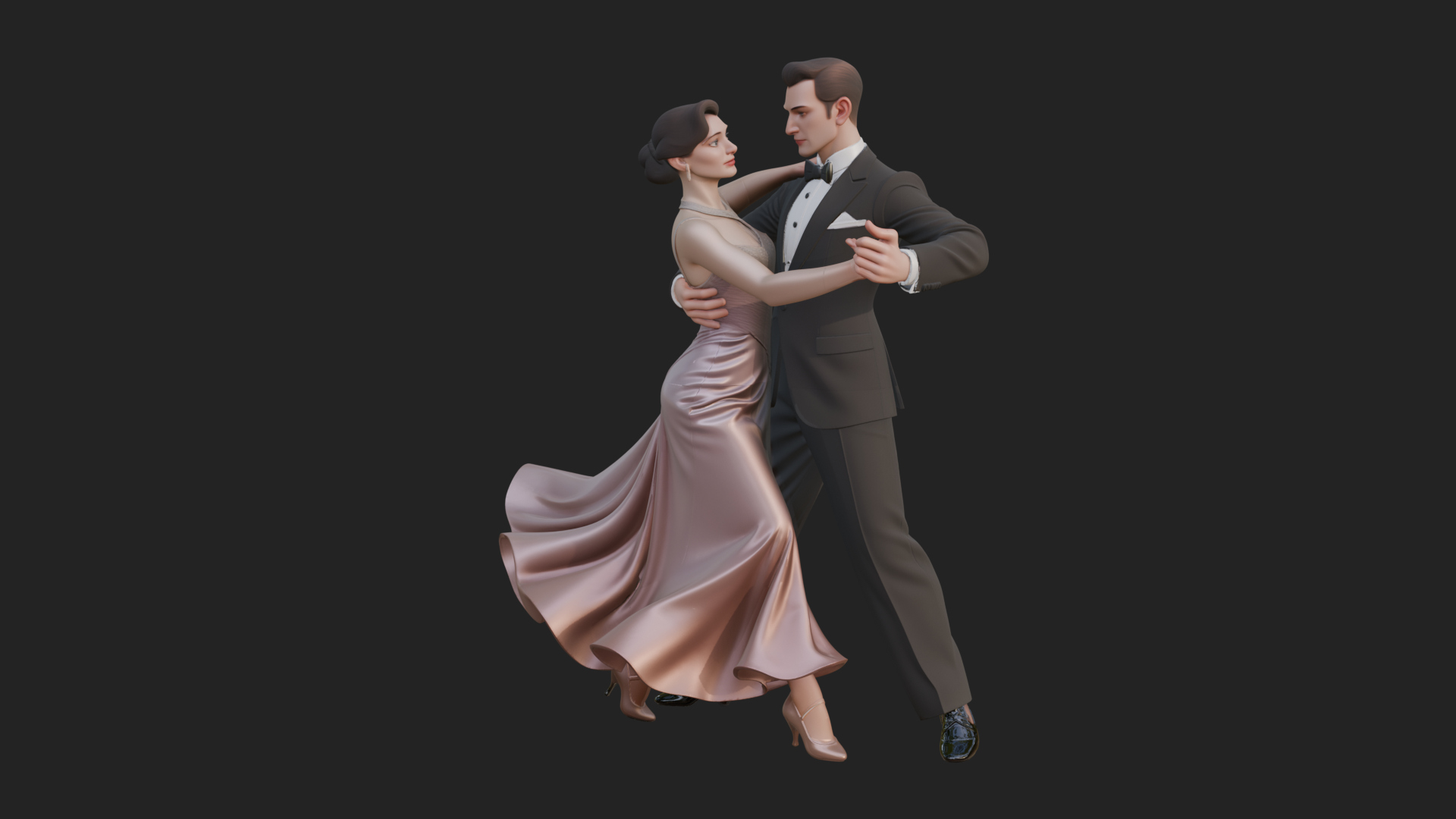 Ballroom Dancing Couple Statue Design 2 3D Print Model 3D Model