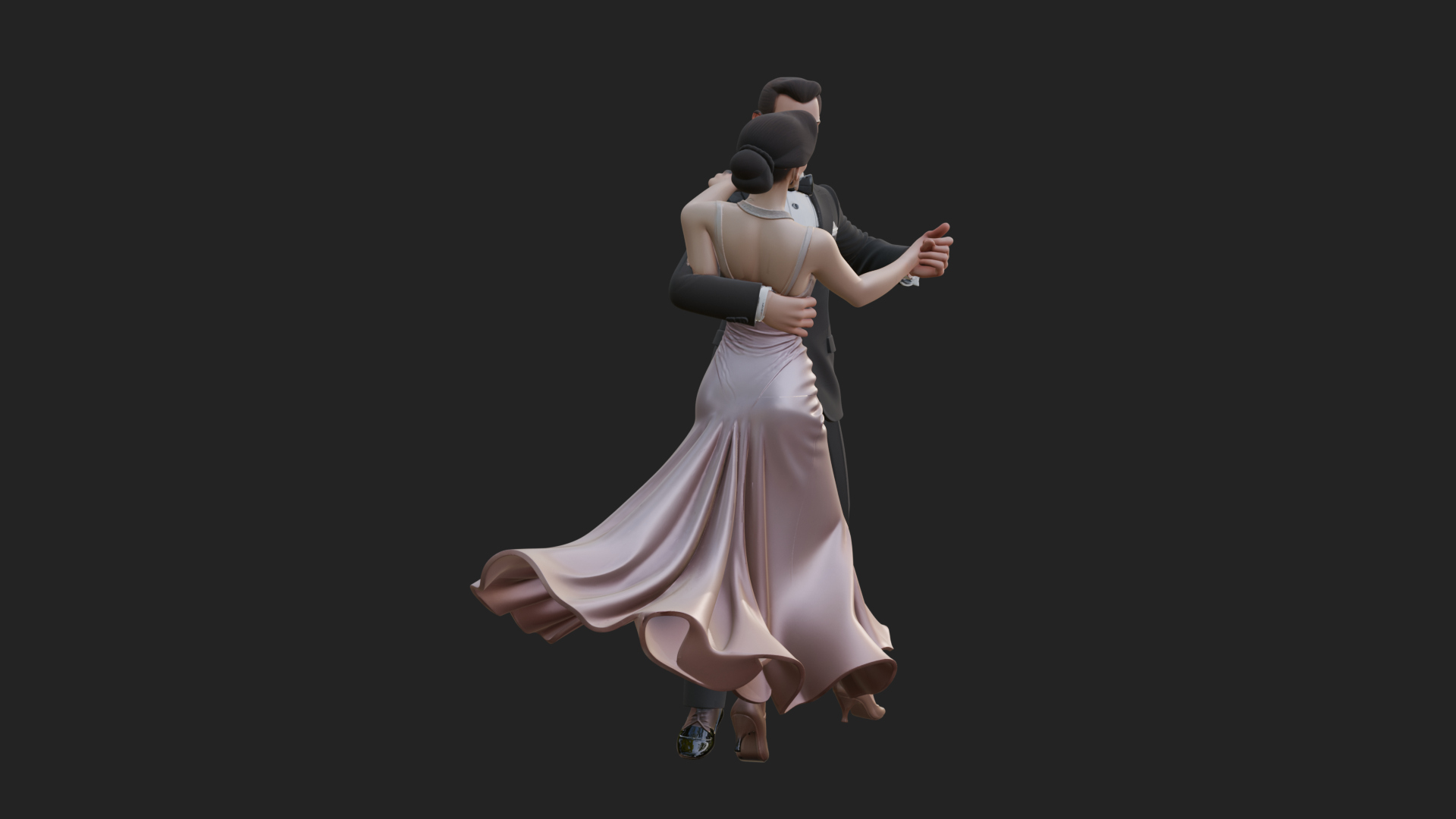 Ballroom Dancing Couple Statue Design 2 3D Print Model 3D Model