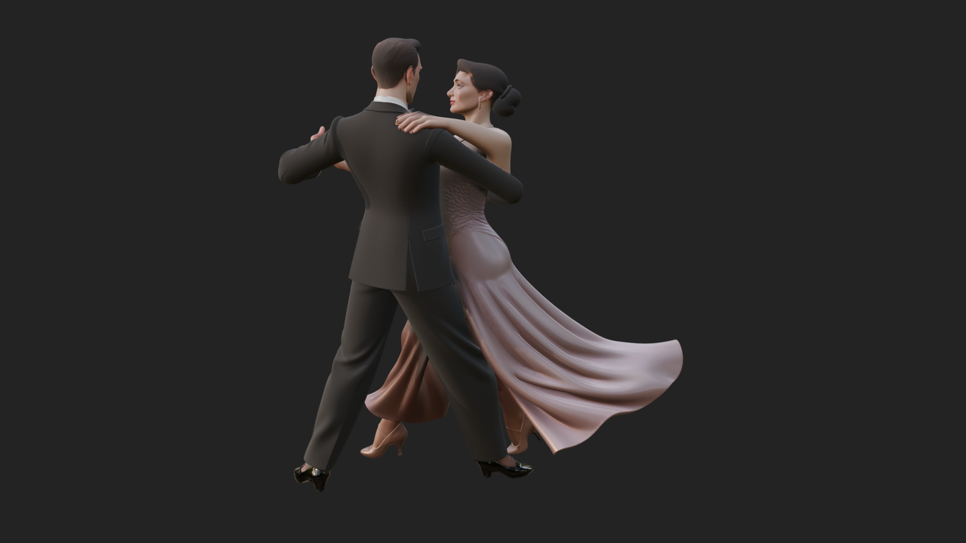 Ballroom Dancing Couple Statue Design 2 3D Print Model 3D Model