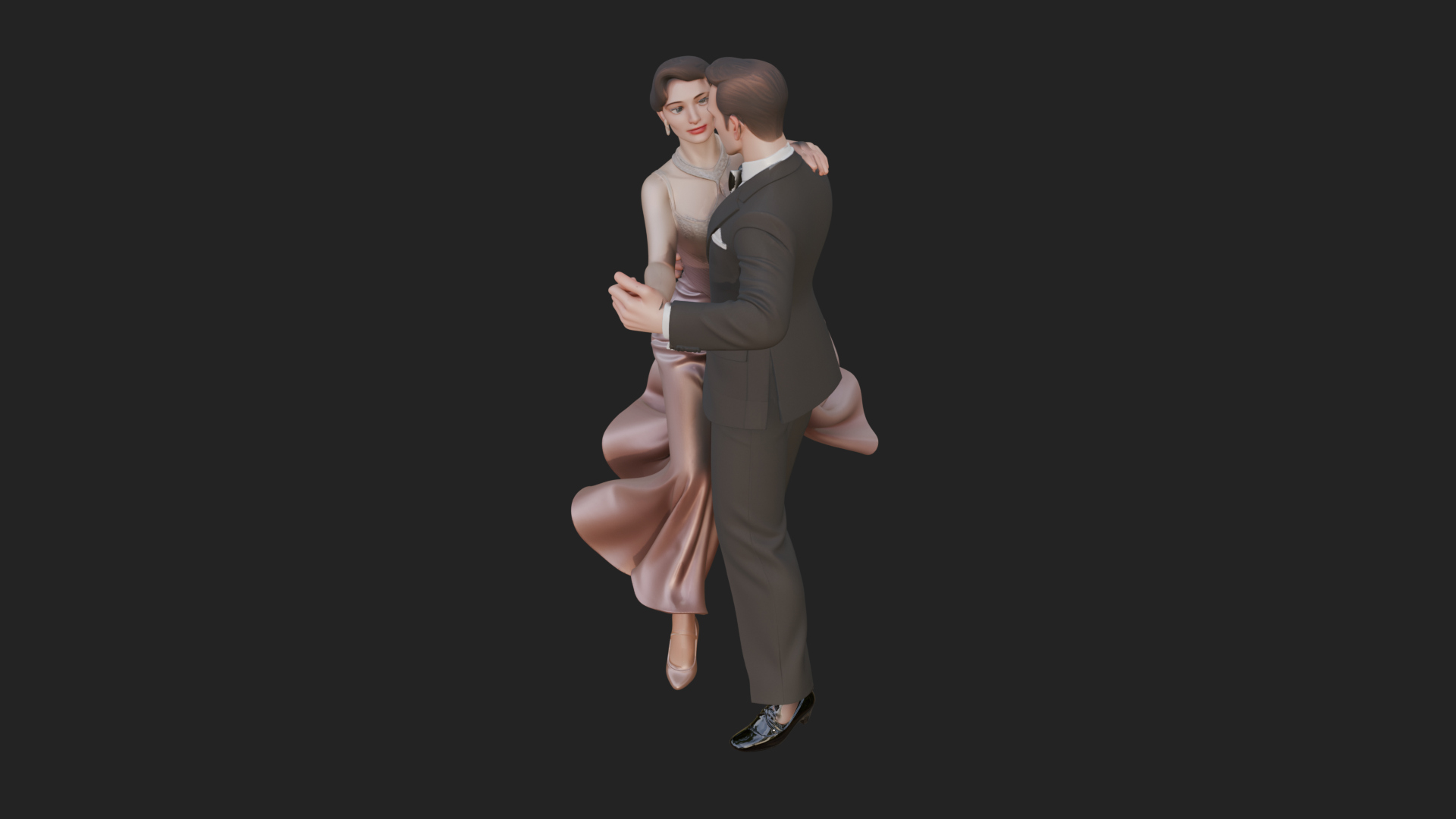 Ballroom Dancing Couple Statue Design 2 3D Print Model 3D Model