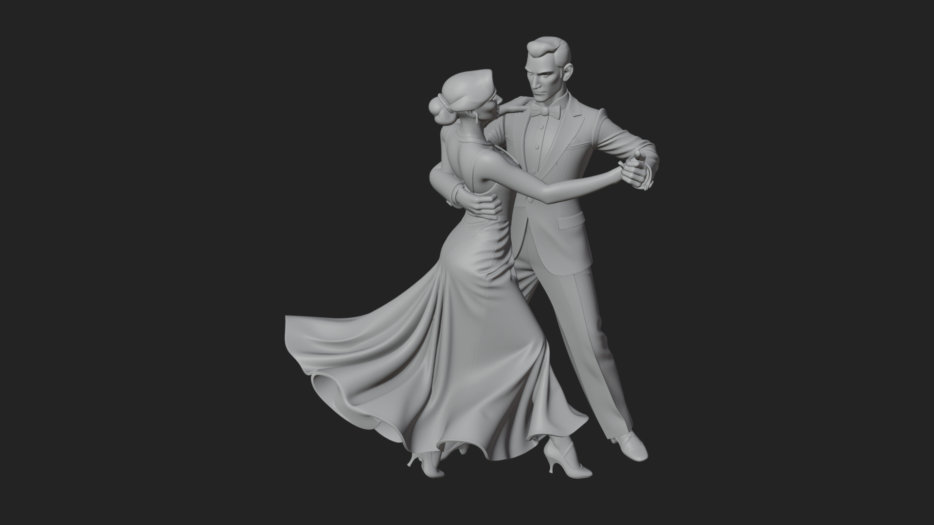 Ballroom Dancing Couple Statue Design 2 3D Print Model 3D Model