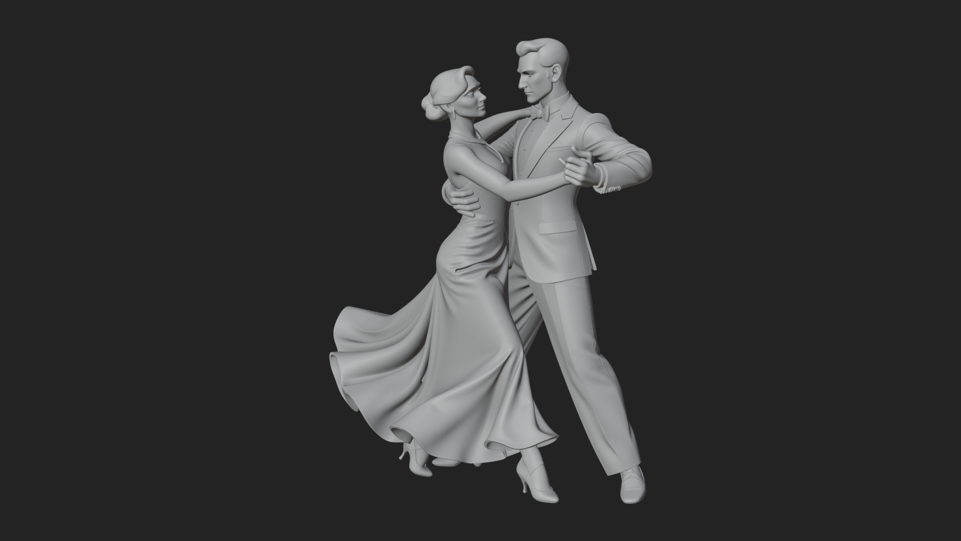 Ballroom Dancing Couple Statue Design 2 3D Print Model 3D Model