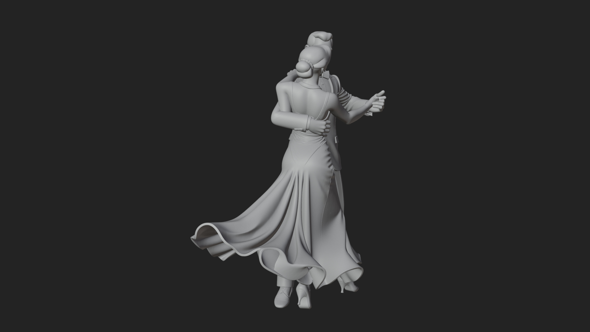 Ballroom Dancing Couple Statue Design 2 3D Print Model 3D Model