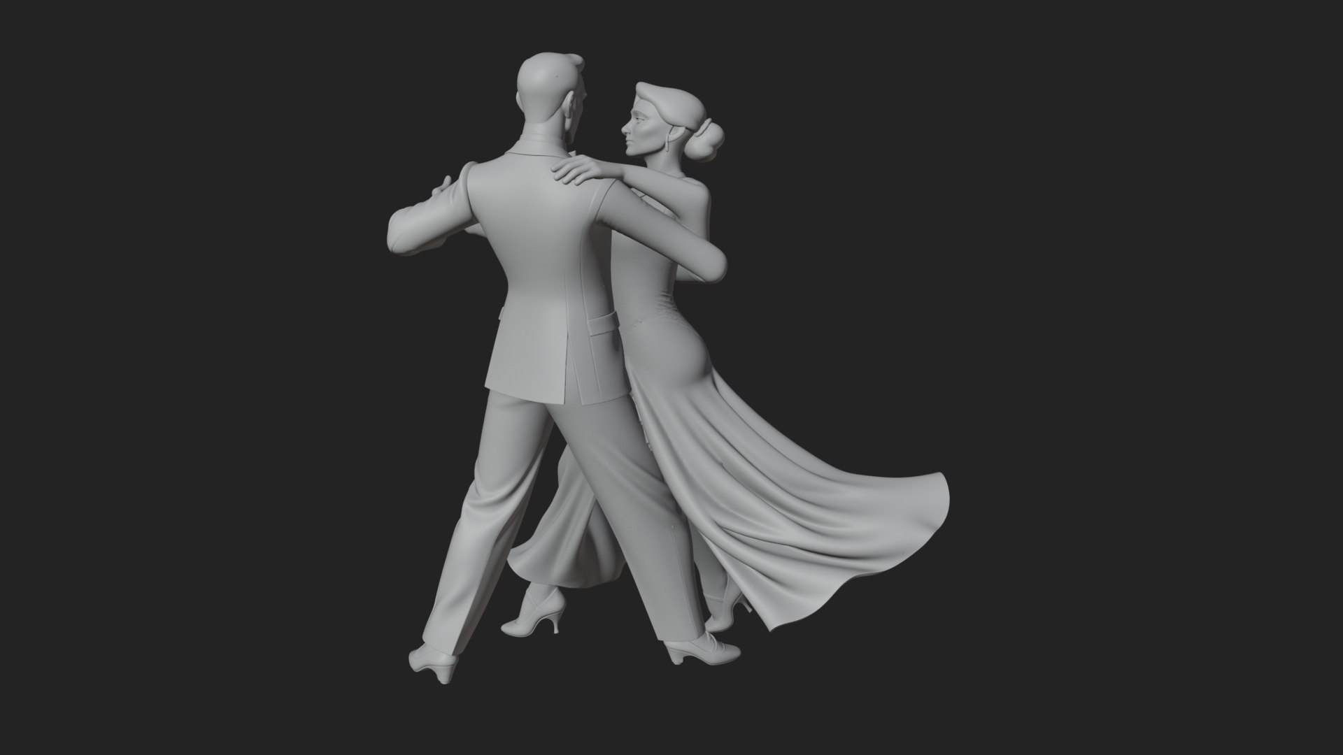 Ballroom Dancing Couple Statue Design 2 3D Print Model 3D Model