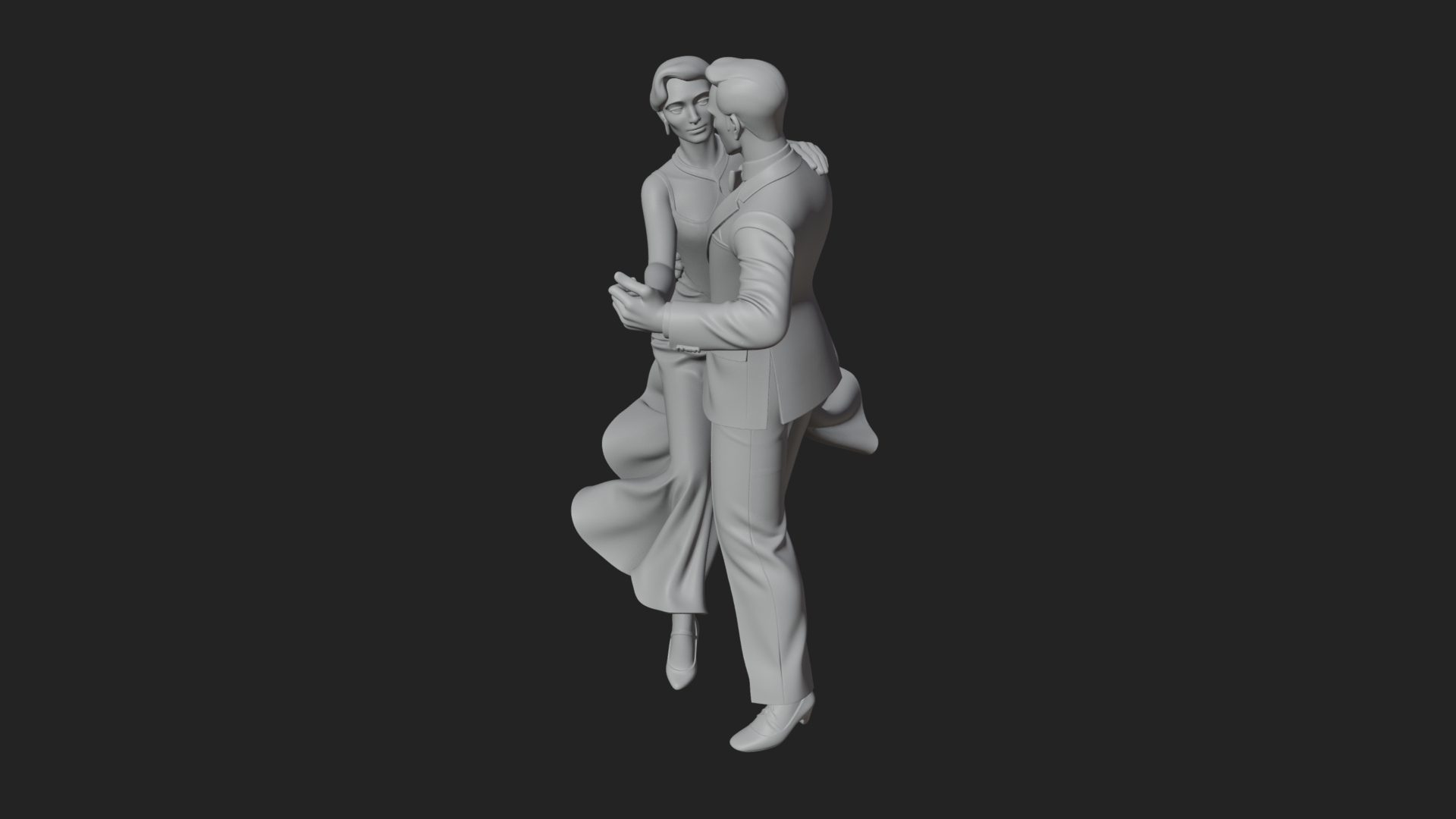 Ballroom Dancing Couple Statue Design 2 3D Print Model 3D Model