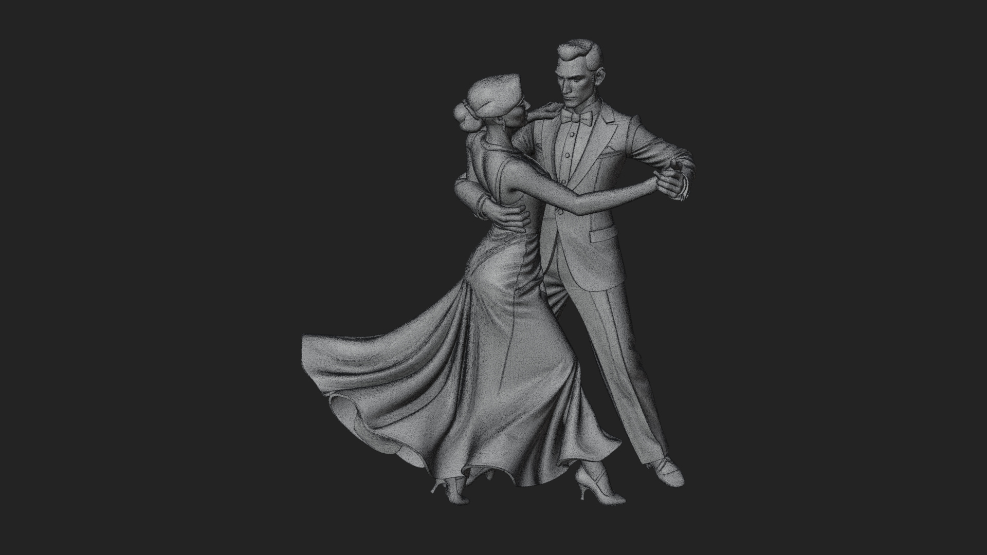 Ballroom Dancing Couple Statue Design 2 3D Print Model 3D Model