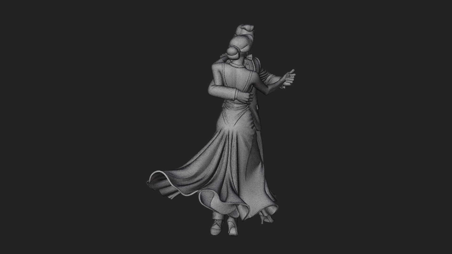 Ballroom Dancing Couple Statue Design 2 3D Print Model 3D Model