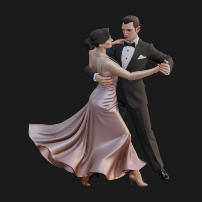 Ballroom Dancing Couple Statue Design 2 3D Print Model