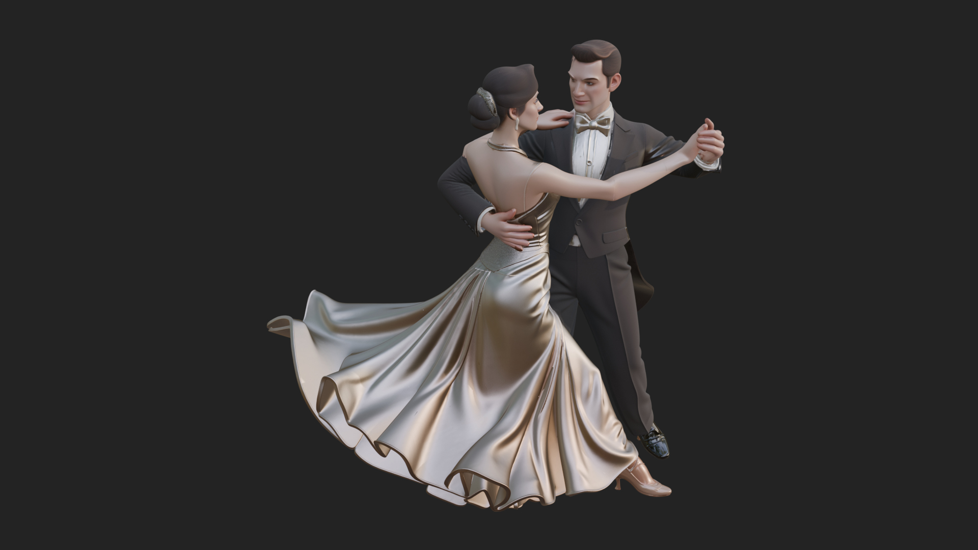 Ballroom Dancing Couple Statue Design 3 3D Print Model 3D Model