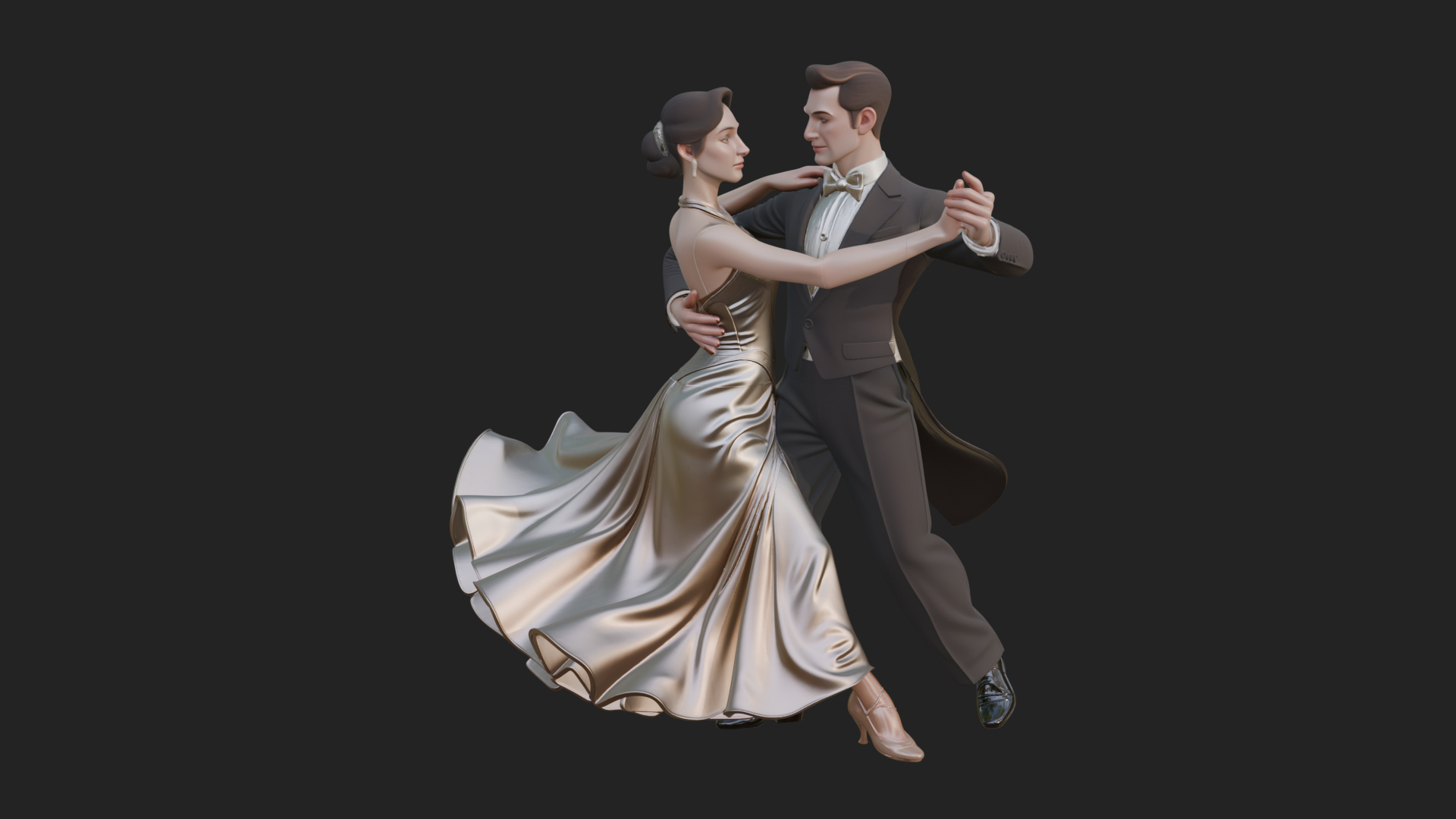 Ballroom Dancing Couple Statue Design 3 3D Print Model 3D Model