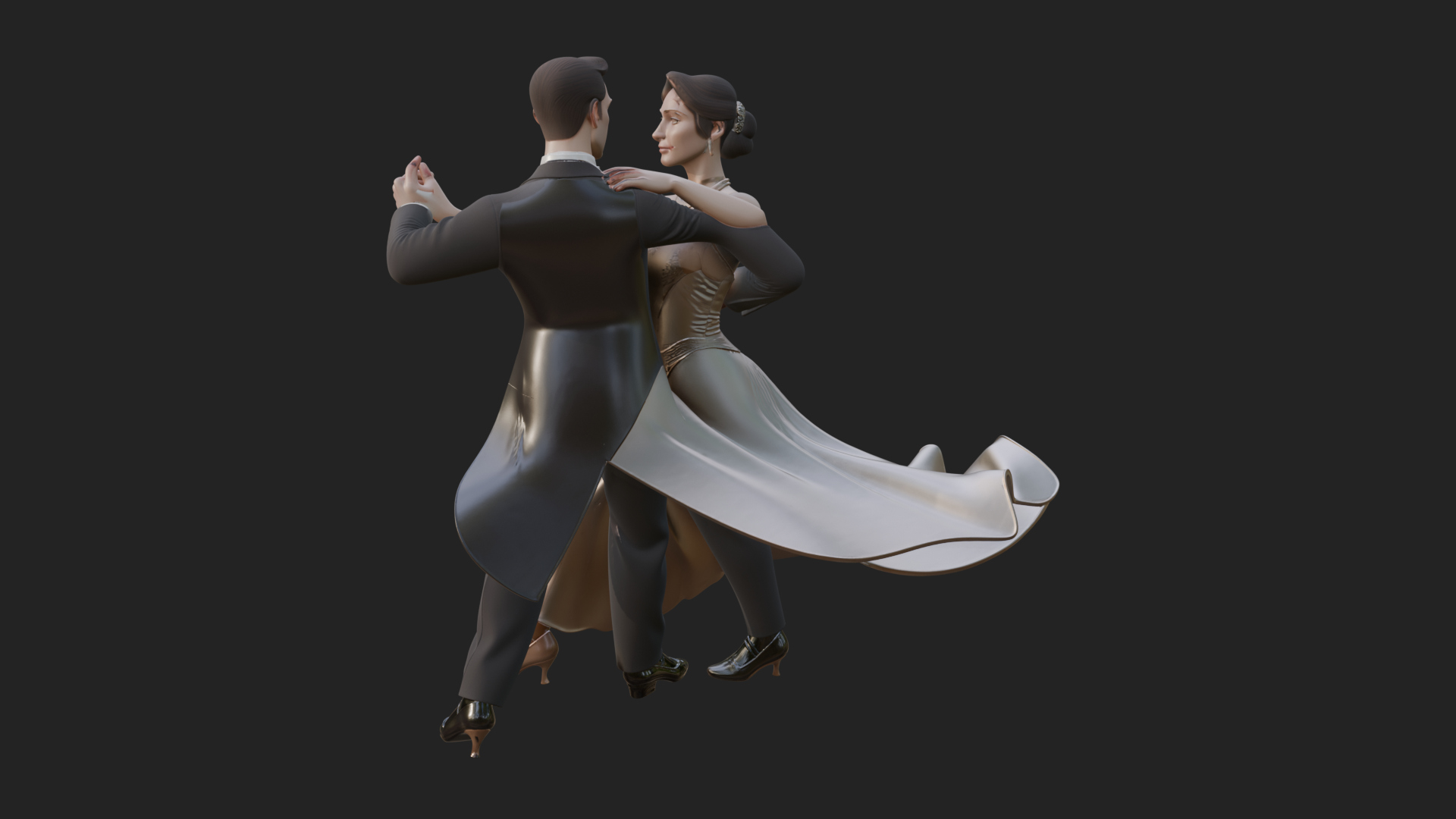 Ballroom Dancing Couple Statue Design 3 3D Print Model 3D Model