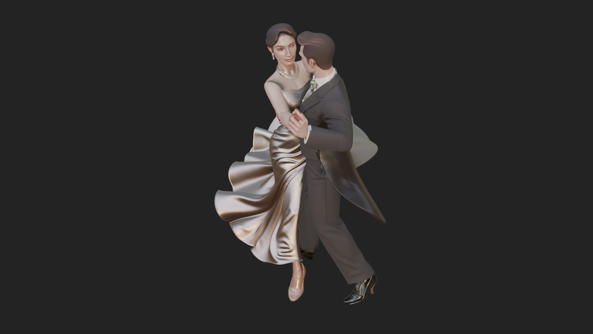 Ballroom Dancing Couple Statue Design 3 3D Print Model 3D Model