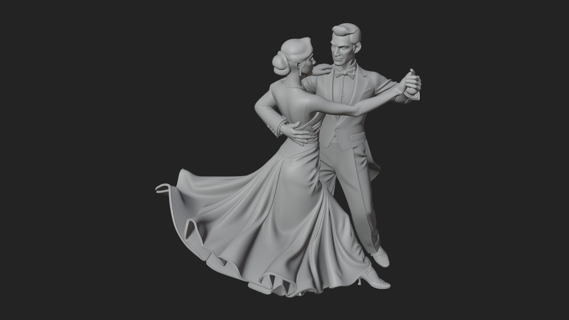 Ballroom Dancing Couple Statue Design 3 3D Print Model 3D Model