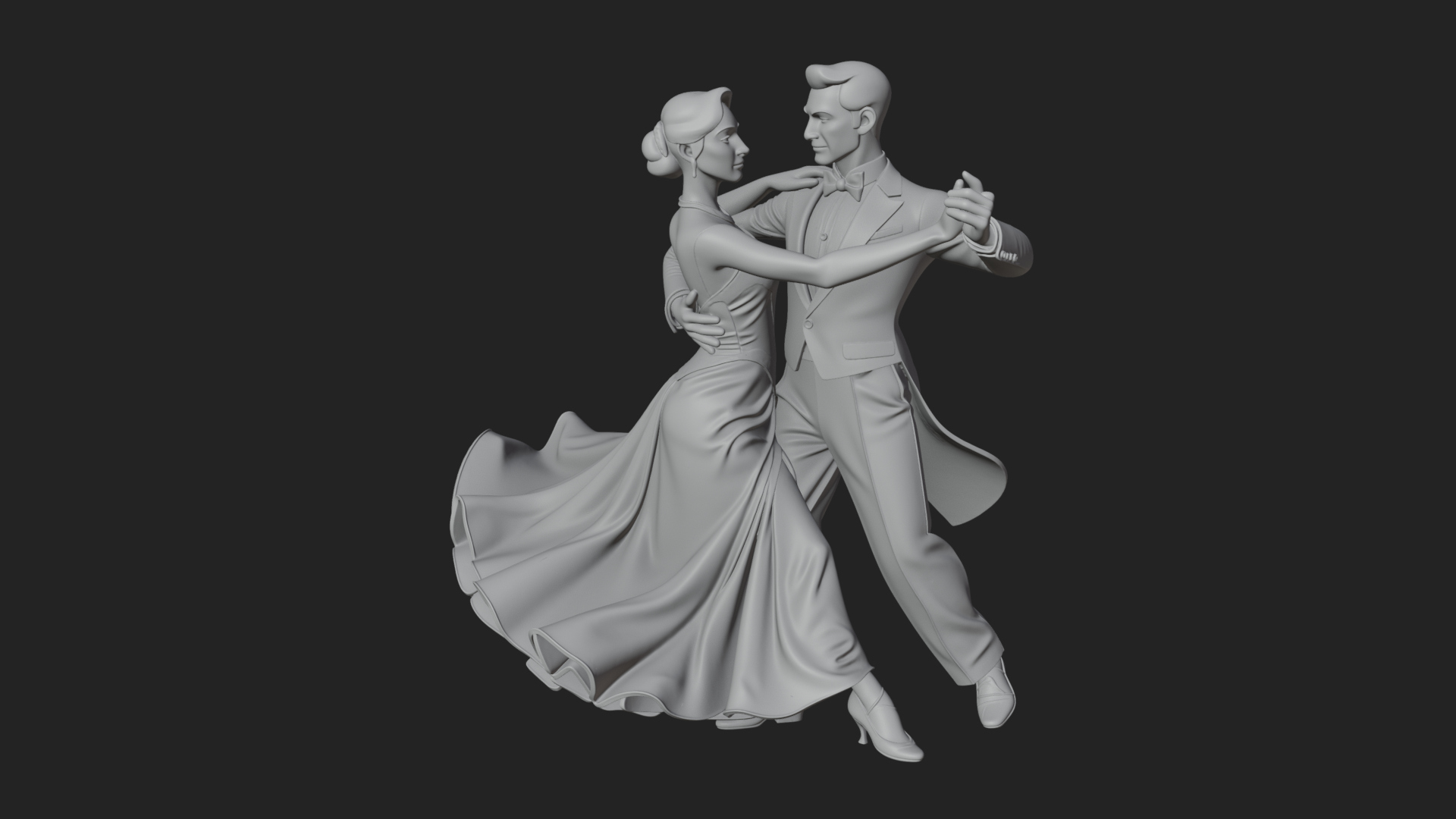Ballroom Dancing Couple Statue Design 3 3D Print Model 3D Model