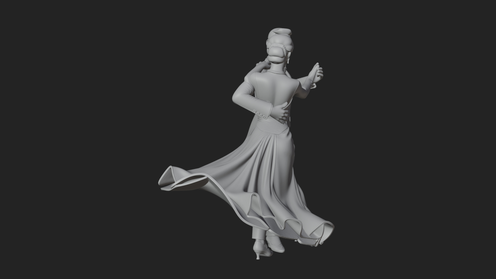 Ballroom Dancing Couple Statue Design 3 3D Print Model 3D Model
