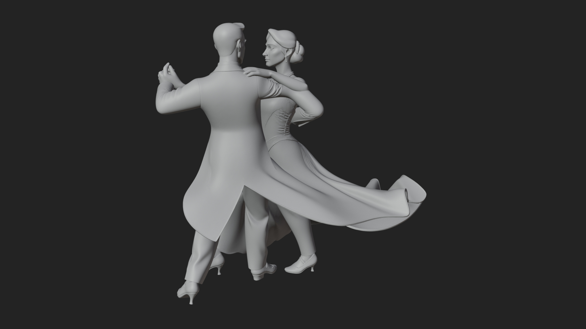 Ballroom Dancing Couple Statue Design 3 3D Print Model 3D Model