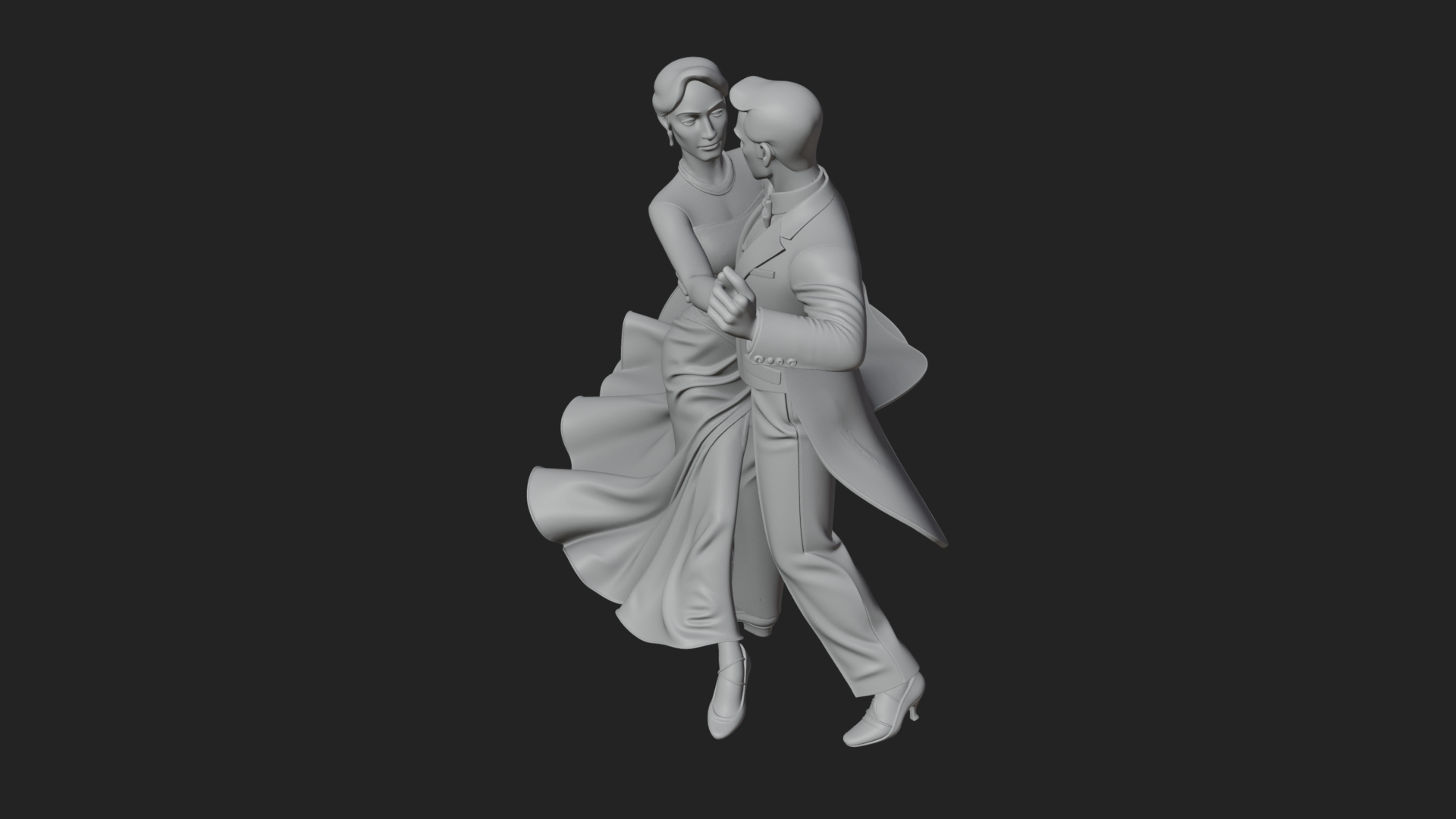 Ballroom Dancing Couple Statue Design 3 3D Print Model 3D Model
