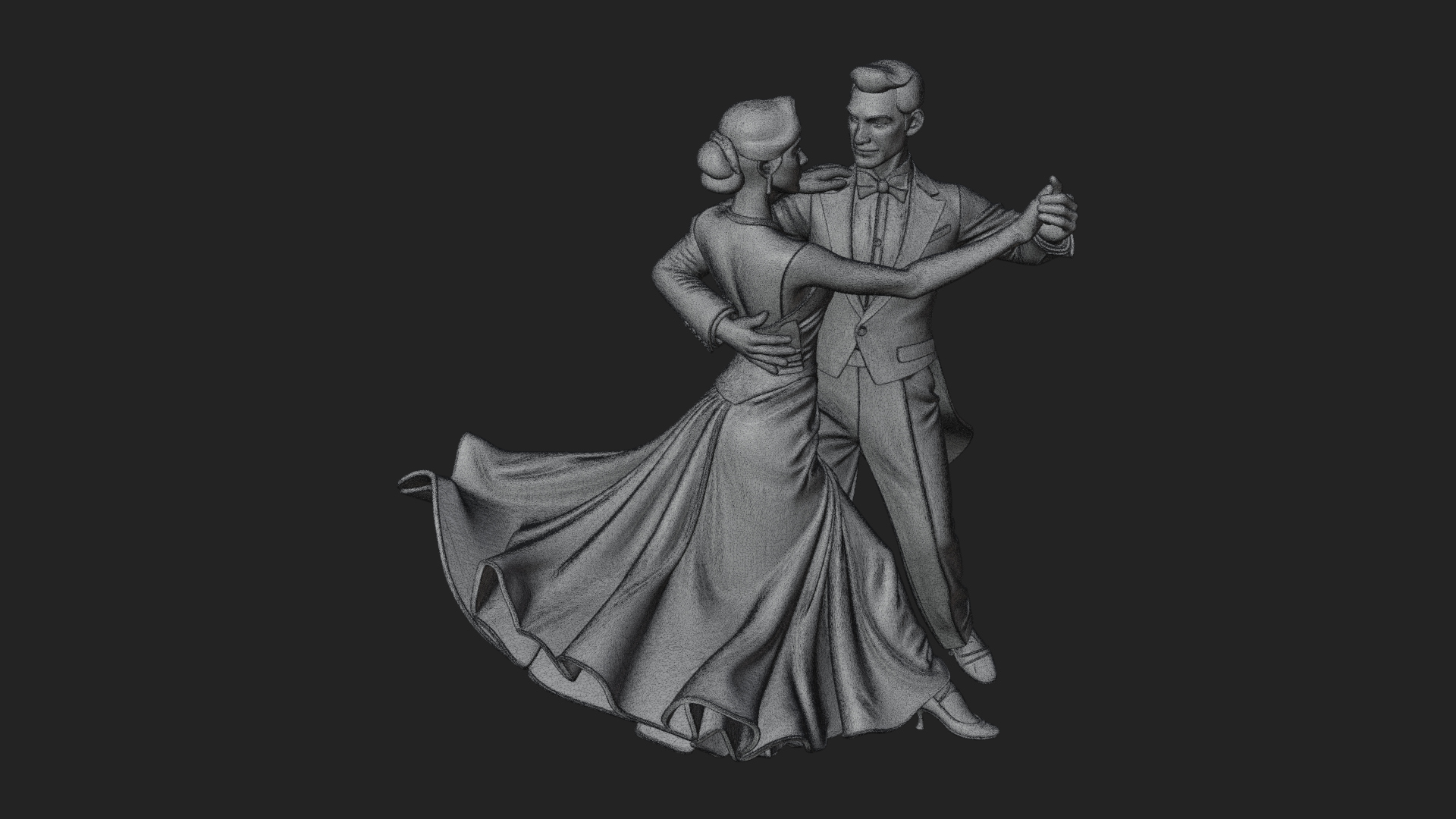 Ballroom Dancing Couple Statue Design 3 3D Print Model 3D Model
