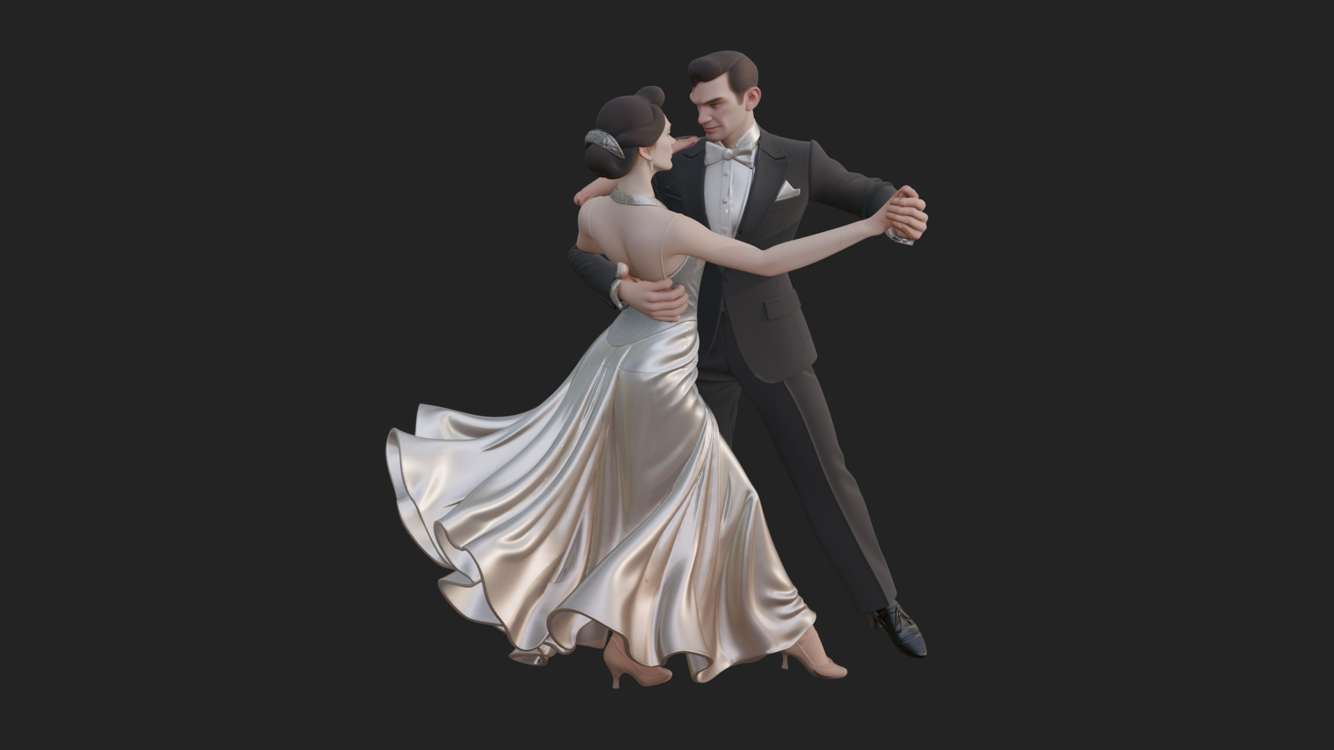 Ballroom Dancing Couple Statue Design 4 3D Print Model 3D Model