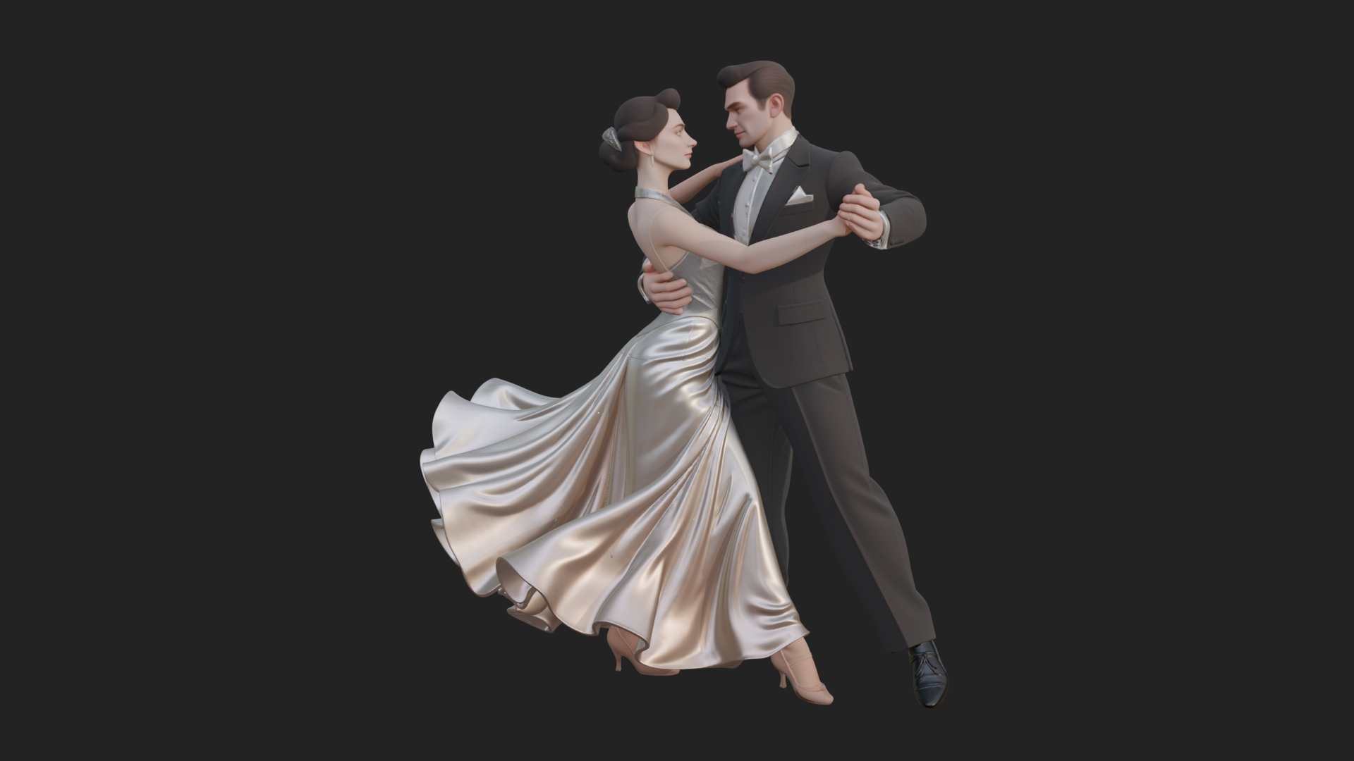 Ballroom Dancing Couple Statue Design 4 3D Print Model 3D Model