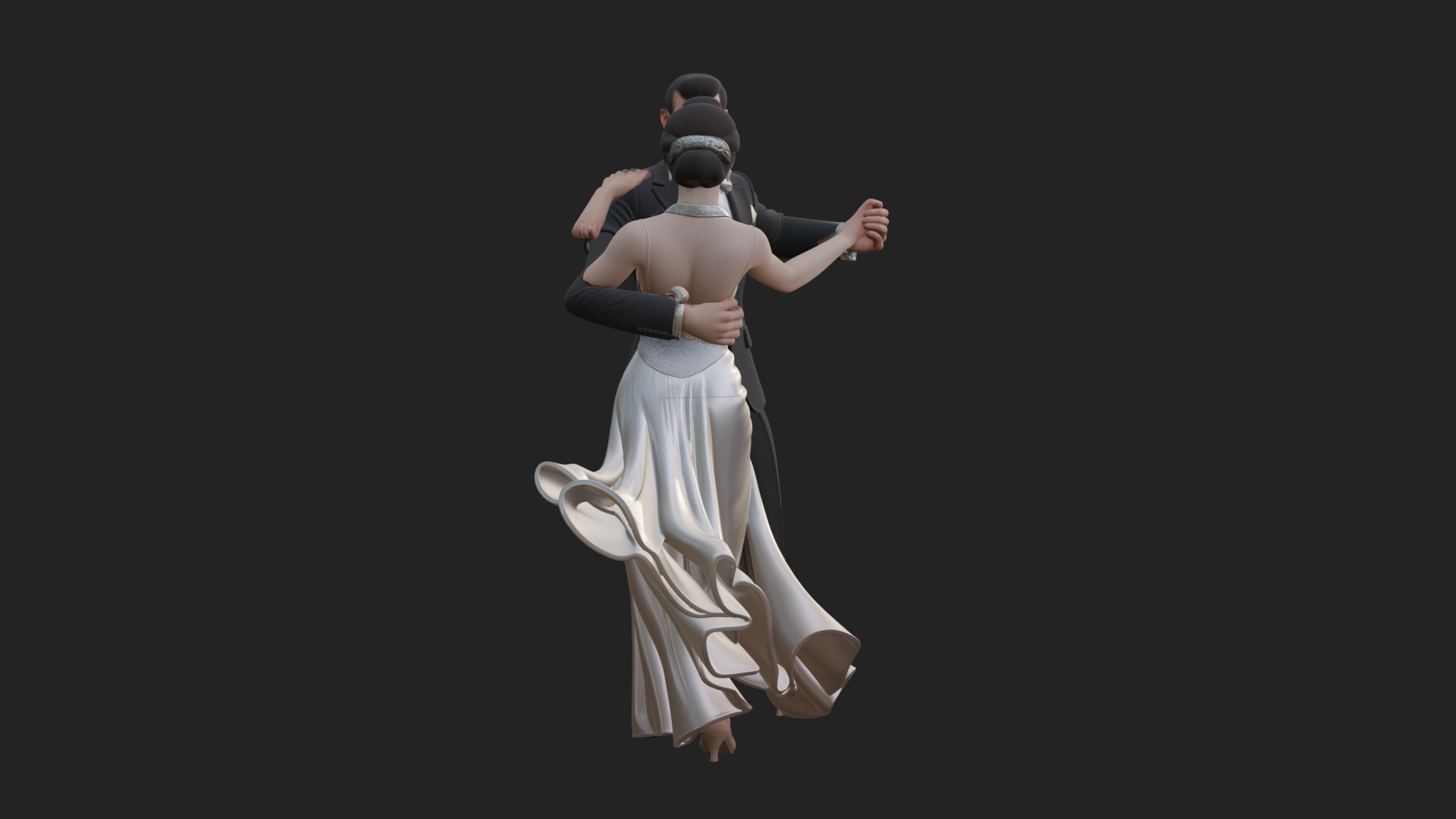 Ballroom Dancing Couple Statue Design 4 3D Print Model 3D Model