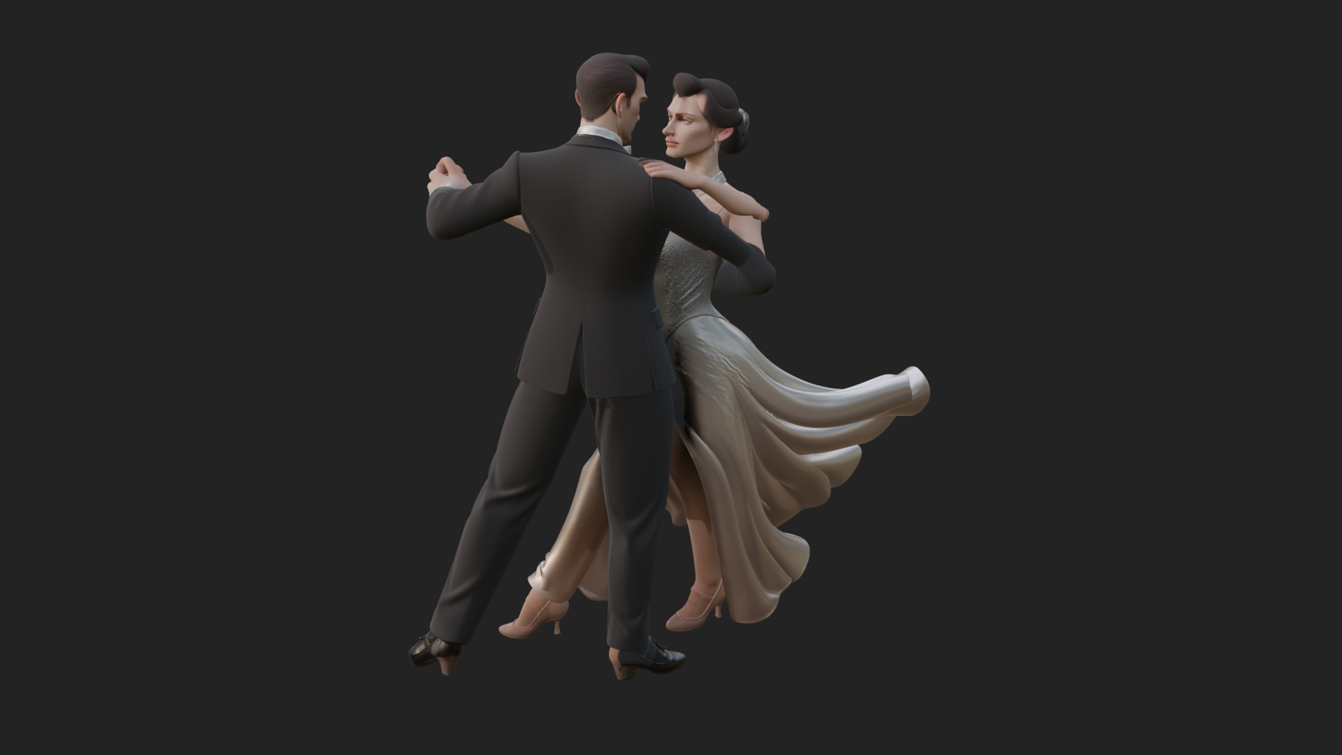 Ballroom Dancing Couple Statue Design 4 3D Print Model 3D Model