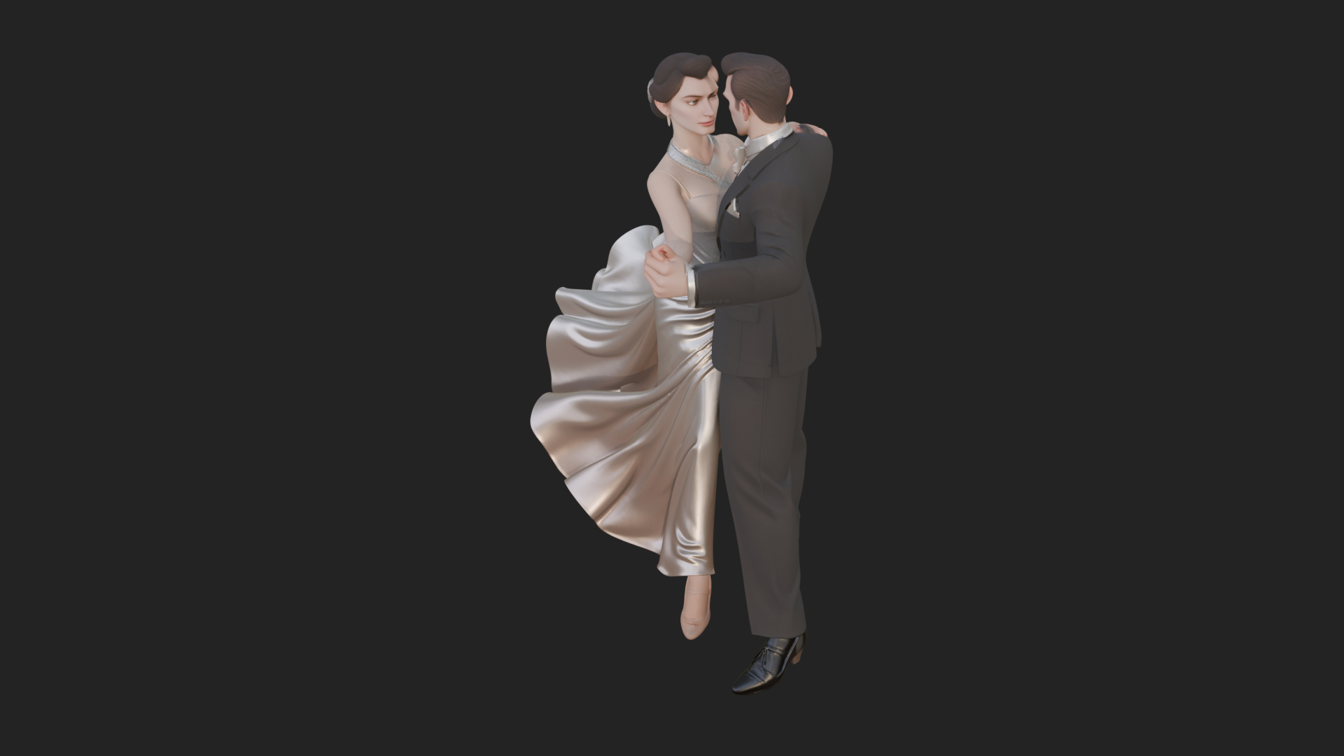 Ballroom Dancing Couple Statue Design 4 3D Print Model 3D Model