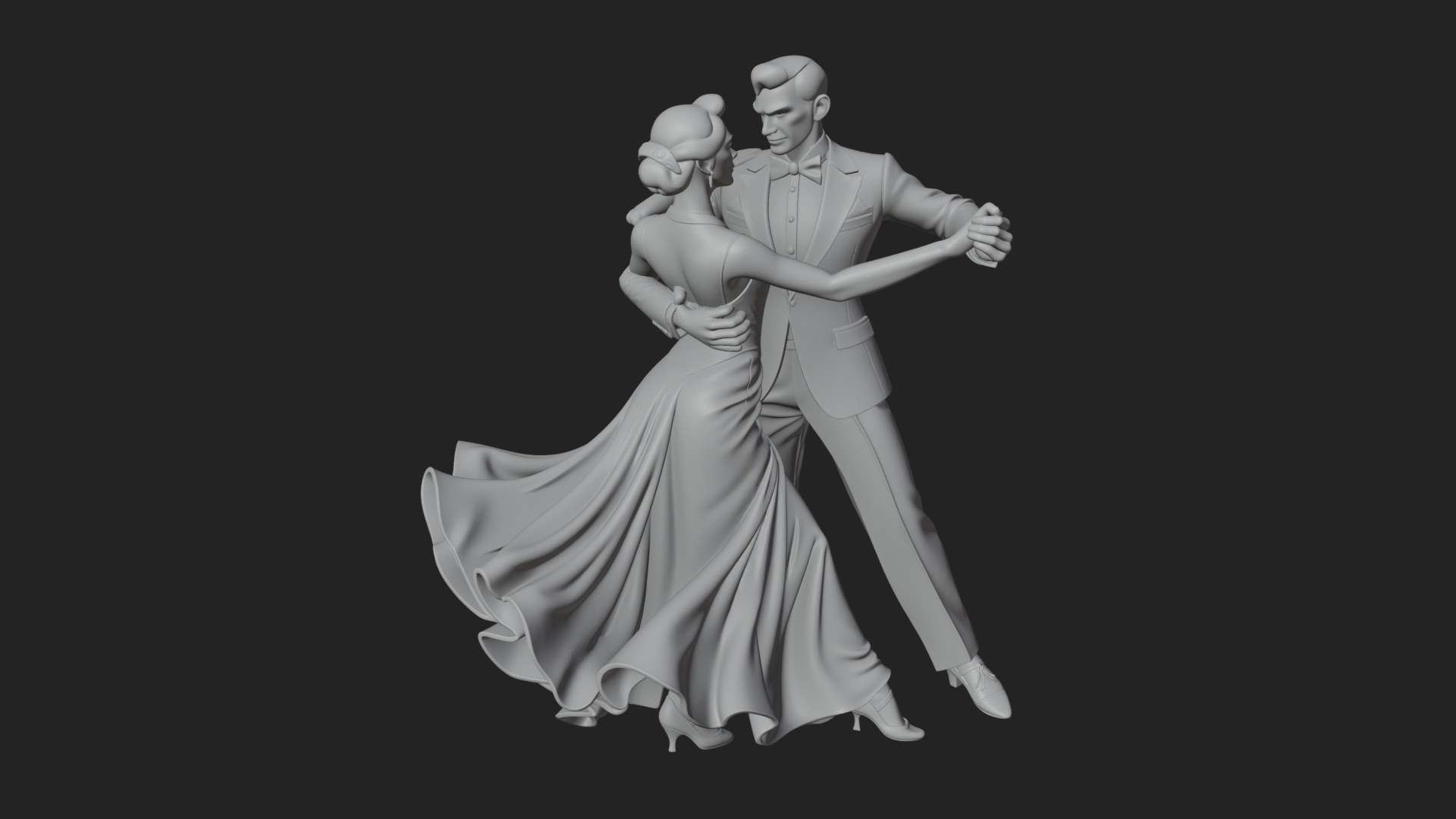Ballroom Dancing Couple Statue Design 4 3D Print Model 3D Model