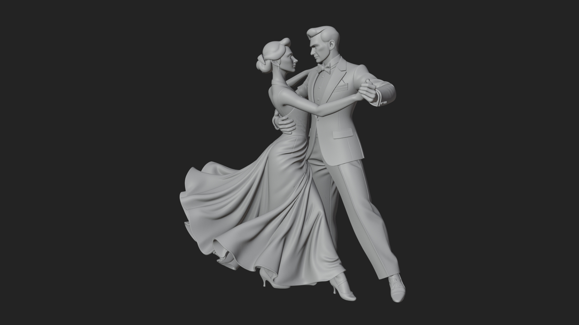 Ballroom Dancing Couple Statue Design 4 3D Print Model 3D Model