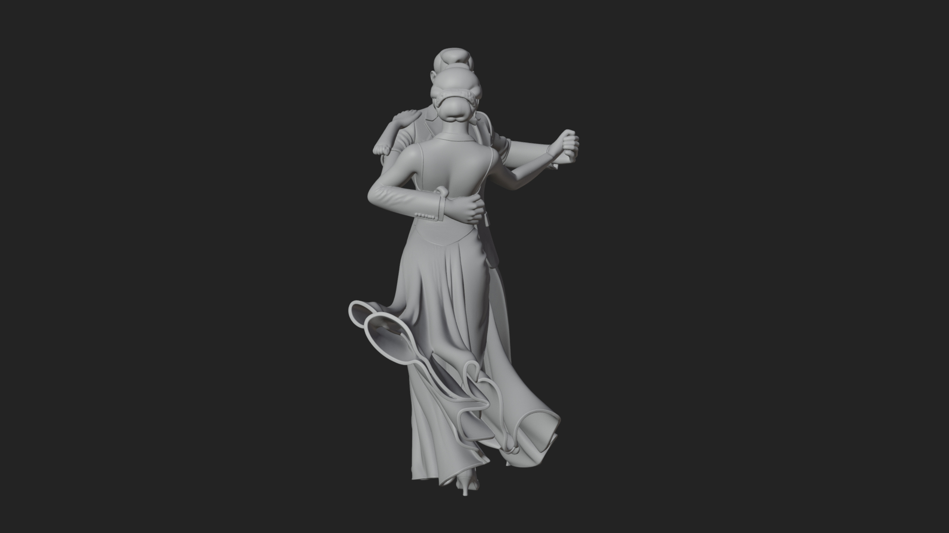Ballroom Dancing Couple Statue Design 4 3D Print Model 3D Model