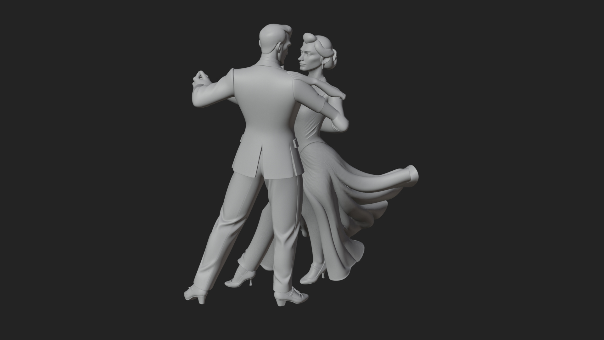 Ballroom Dancing Couple Statue Design 4 3D Print Model 3D Model