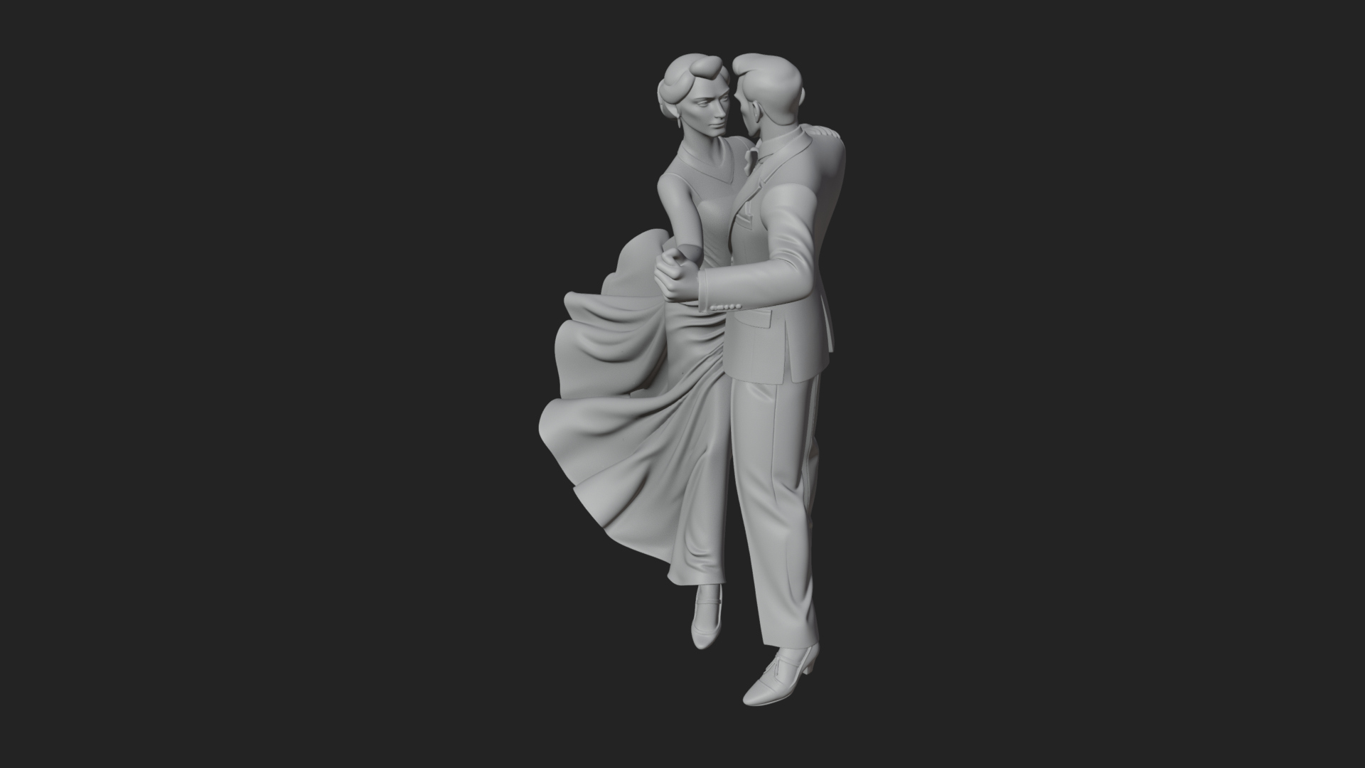 Ballroom Dancing Couple Statue Design 4 3D Print Model 3D Model
