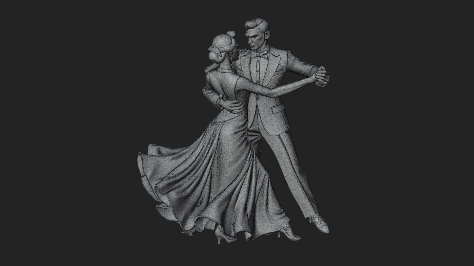Ballroom Dancing Couple Statue Design 4 3D Print Model 3D Model