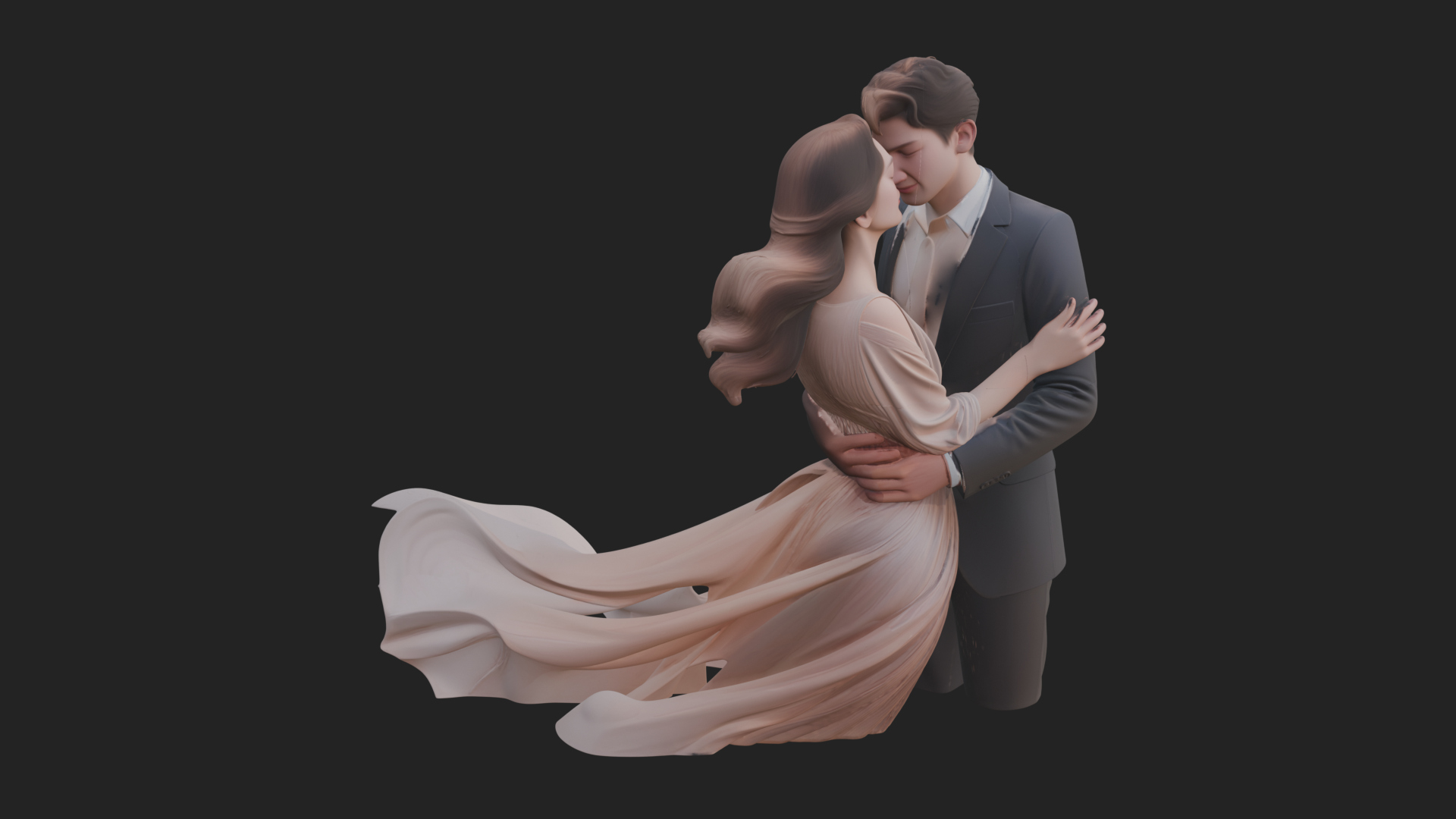 Ballroom Dancing Couple Statue Design 5 3D Print Model 3D Model