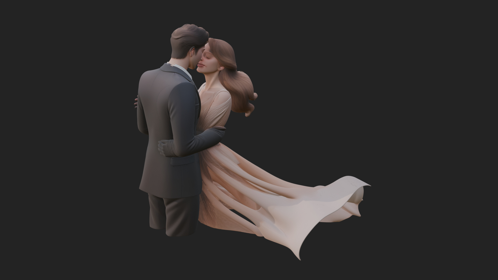 Ballroom Dancing Couple Statue Design 5 3D Print Model 3D Model